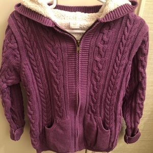 Girls EGG Baby Purple Fuzzy Lined Sweater Size 6